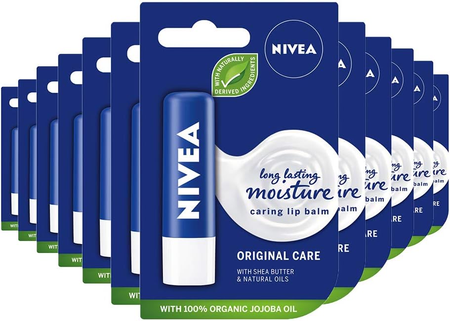 NIVEA Lip Balm Original Care 12 Pack 4.8g Moisturising Lip Care Shea Butter