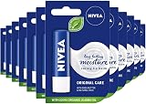 NIVEA Lip Balm Original Care 12 Pack 4.8g Moisturising Lip Care Shea Butter