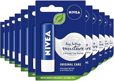 NIVEA Lip Balm Original Care 12 Pack 4.8g Moisturising Lip Care Shea Butter