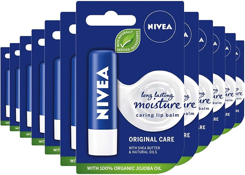 NIVEA Lip Balm Original Care 12 Pack 4.8g Moisturising Lip Care Shea Butter