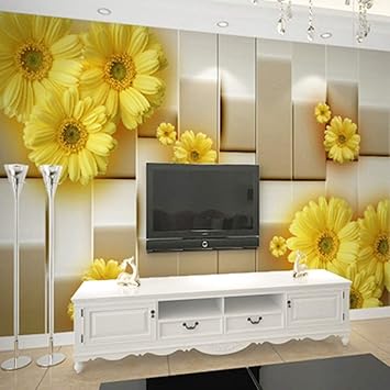 Longyuchen 3d Wandgemalde Stereo Moderne Einfache Mode Gelbe Blume Fototapete Wohnzimmer Esszimmer Hintergrund Wand Silk Wandbild Floral 60cm H 120cm W Amazon De Baumarkt