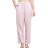 U2SKIIN Womens Striped 100% Cotton Pajama Pants, Soft Lounge Pj Bottoms with Pockets Lightweight