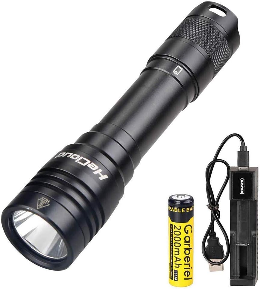 Garberiel Diving Torch Rechargeable, LED Scuba Dive Flashlight 70