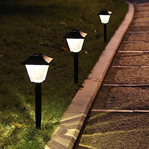 Voona 6-Pack Solar-powered Square Outdoor Garden Lights Black Plastic Landscape Lights for Pathway Patio Yards (Square)