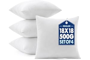 MIULEE Pillows Inserts, Pack of 4 18x18 Inch 100% Virgin Microfiber Filling Throw Pillows for Bed Couch Sofa