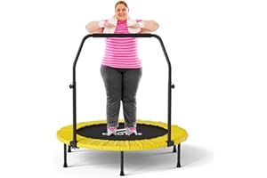 CLORIS 40in Folding Trampoline Trampoline Rebounder Trampoline Fitness Trampoline with Adjustable Foam Handle, with safty Padded Cover Best Gift.