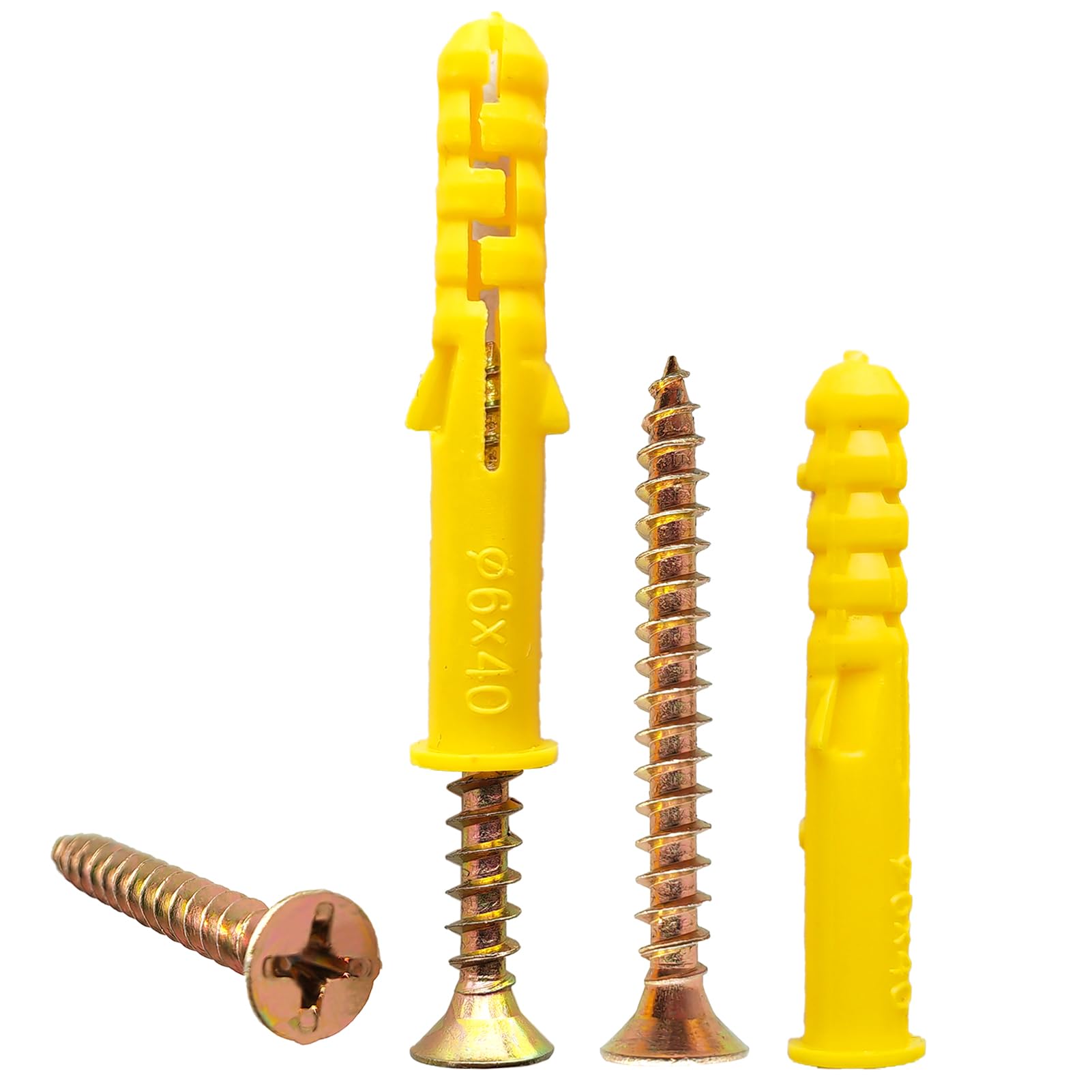 260 Pcs Wall Plugs for Brick,130 x M4*40 Masonry Self Tapping Screws,130 x M6*40 Expansion Pipe Anchor Bolts,Raw Plugs for Brick Wall,Heavy Duty Wood Screws and Wall Plug Kit for Concrete Drywall