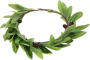 PAMINGONO Artificial Olive Leaf Wreath Headband Hair Accessory for Women Bridal Party Flower Hair Hoop Decor
