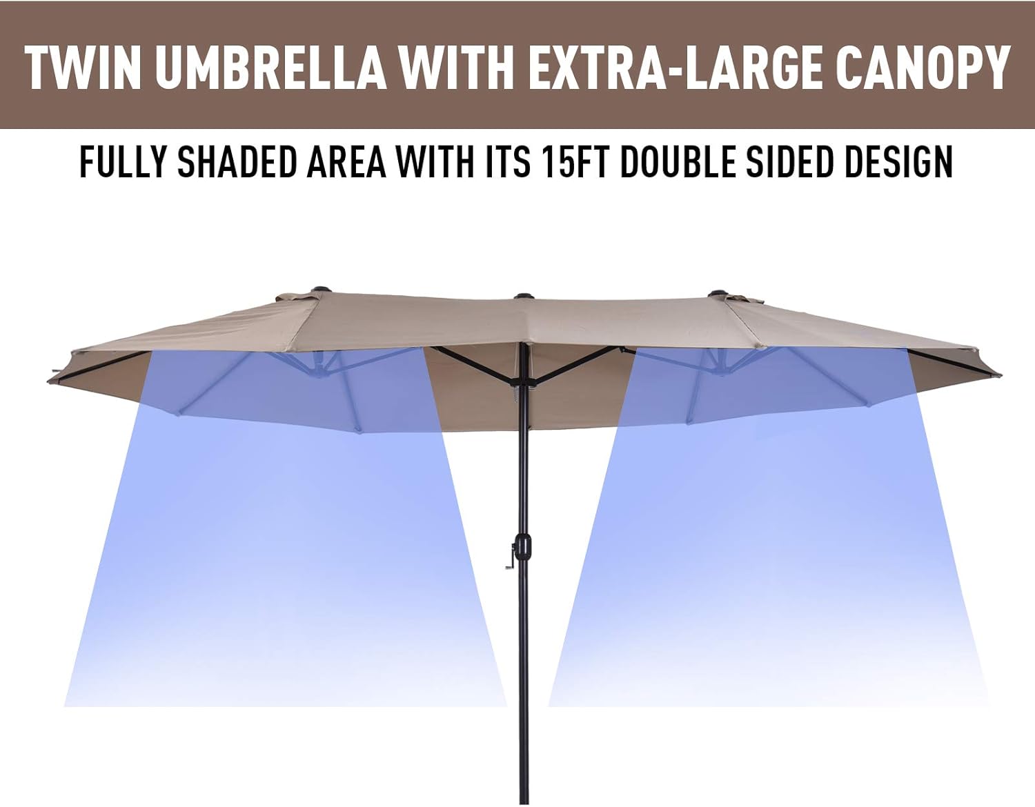 Amazon Com Outsunny 15 Steel Rectangular Outdoor Double Sided Market Patio Umbrella With Uv Sun Protection Easy Crank Tan Garden Outdoor