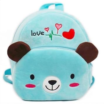 Frantic Premium Quality Soft Light Blue Cat Velvet Plush Bag for Kids