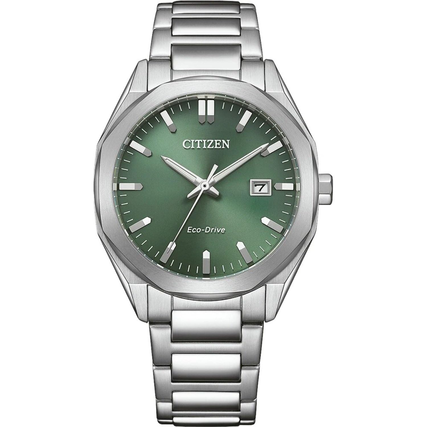 Citizen Eco-Drive Herrenuhr Edelstahl, Grün, 38 mm, BM7620-83Y