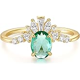 Gloffery 1.5CT Engagement Rings for Women Oval Cut Created Blue Aquamarine Cubic Zirconia Wedding Band CZ Promise Rings for Her Size 5-10