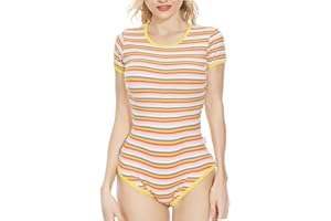 CutiePlusU Cotton Button Crotch Bodysuit Onesie Pajamas Romper Stripe