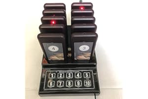 QMTWTFSS 10 Pager buzzers 1 keypad Queue Number Call Wireless Calling System Queue Call Restaurant Paging System for Restaurant Food Truck Coffee Shop Office