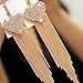 Voberry Vogue Lady Women's Party Tassels Heart Crystal Dangle Drop Long Earrings (Gold)