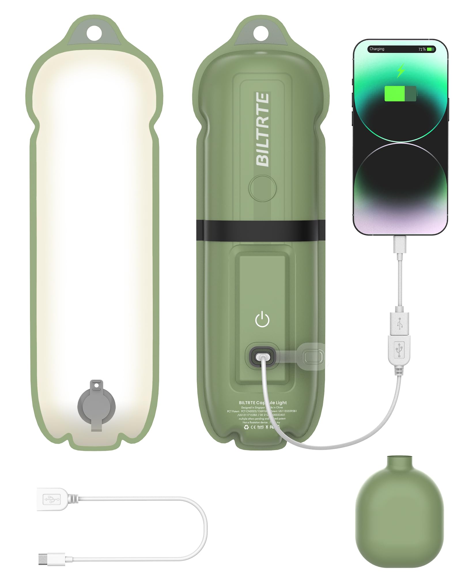 Photo 1 of BILTRTE Camping Lights Rechargeable, 4 Lighting Modes, IP66 Waterproof Inflatable Lamp for Hiking, Backpacking, Survival Kit, Collapsible Tent Lights for Camping, Portable Lanterns for Power Outage