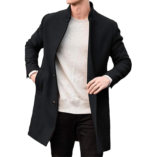 ジャケット・アウター Standcollar Wool Coat Winter Men's Single Breasted Stand collar Trench Coat Woolen