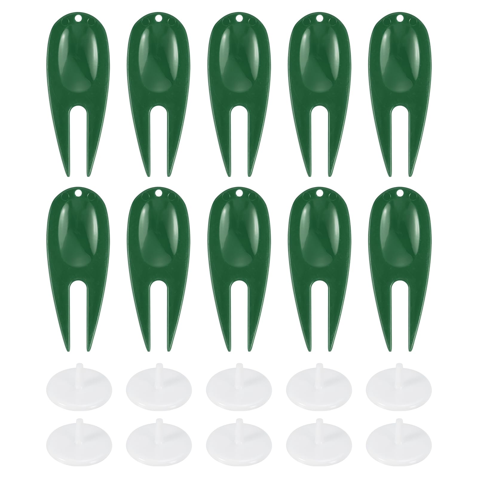 PATIKIL Golf Divot Repair Tool, 18 Pack Plastic Golf Divot Tool Golf Green Divot Fork with Ball Marker for Golf Golfer Repairing, Dark Green