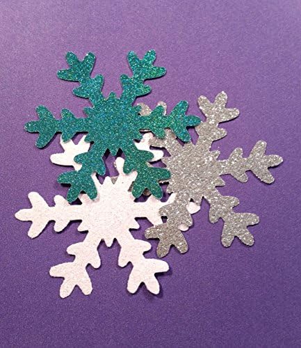 Glittered Snowflakes, Xtra-Large, 20 Hand-Glittered Xtra-Large Snowflakes, 3" Confetti, Party Decor, Wedding Decor, Winter Photo Prop