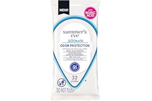 Summer's Eve Ultimate Odor Protection Daily Feminine Wipes, Gentle pH-Balanced Formula with Boric Acid Cleanses & Removes Vaginal Odor, Resealable Pack, 32 Body Wipes