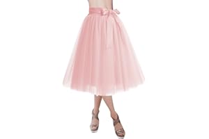 DRESSTELLS Womens Tulle Skirt A Line Tulle Dress Tutu Skirts Knee Length Adult Layered Short Prom Party Midi Skirt