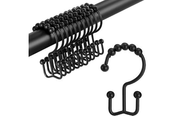 Shower Curtain Hooks Rings, TENOVEL Double Sided Shower Hooks Rust Proof for Bathroom Shower Rods Curtain, Durable Stainless