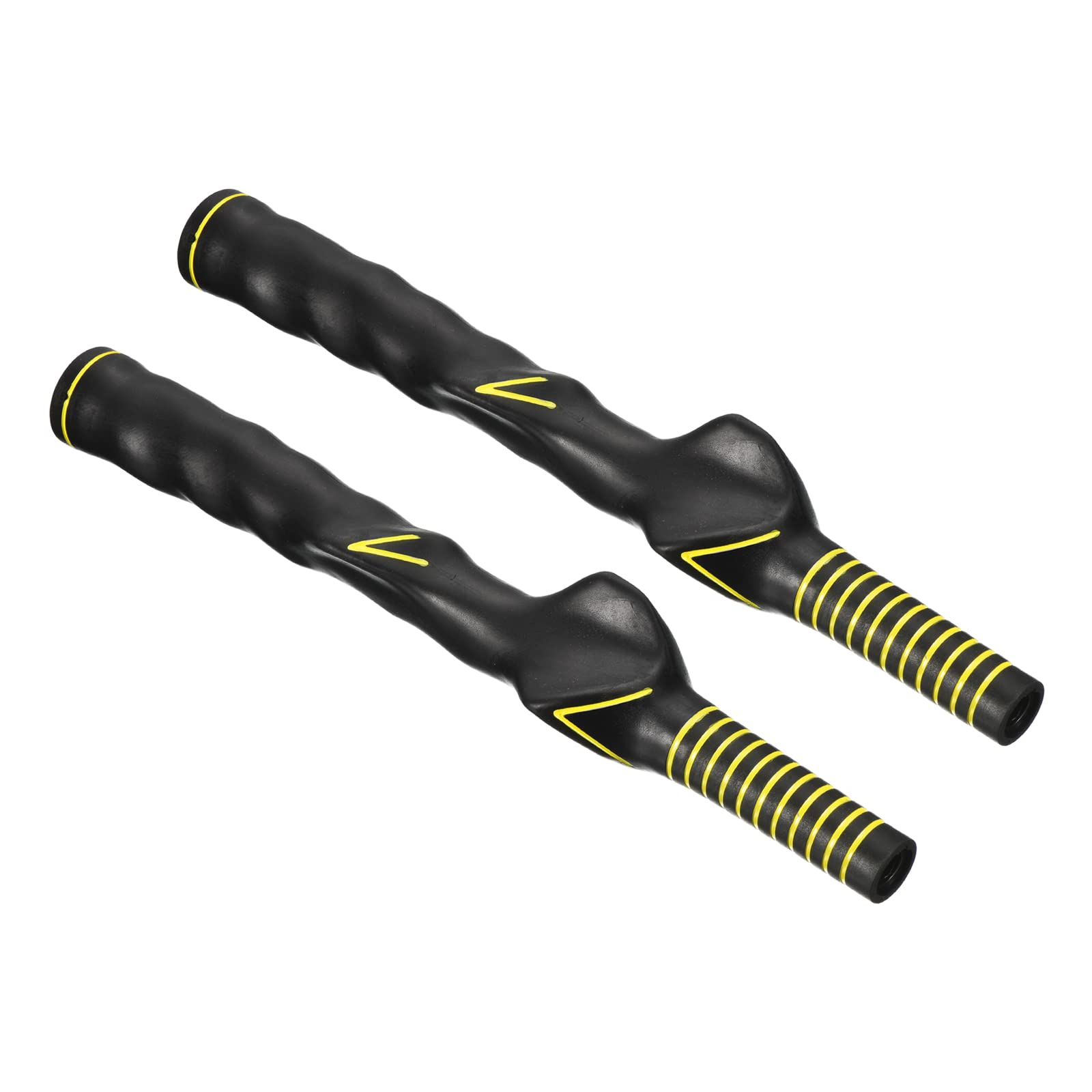 PATIKIL Golf Club Training Grip, 2 Pack Right Handed Teaching Practice Swing Non-Slip Auxiliary Aid Correction for Golf Trainer Beginner, Black Yellow
