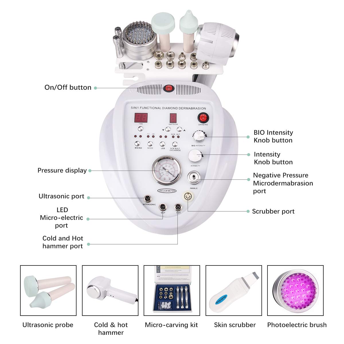 5 in 1 Diamond Microdermabrasion Machine, Yofuly Home Use Facial Skin Care Equipment: Beauty