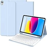 IAMKHO Keyboard Case for iPad (A16) 11th Gen 11 Inch 2025, iPad 10th Generation 10.9 Inch 2022, Detachable Wireless Bluetooth Keyboard with Built-in Left Side Pencil Holder (Sky Blue)