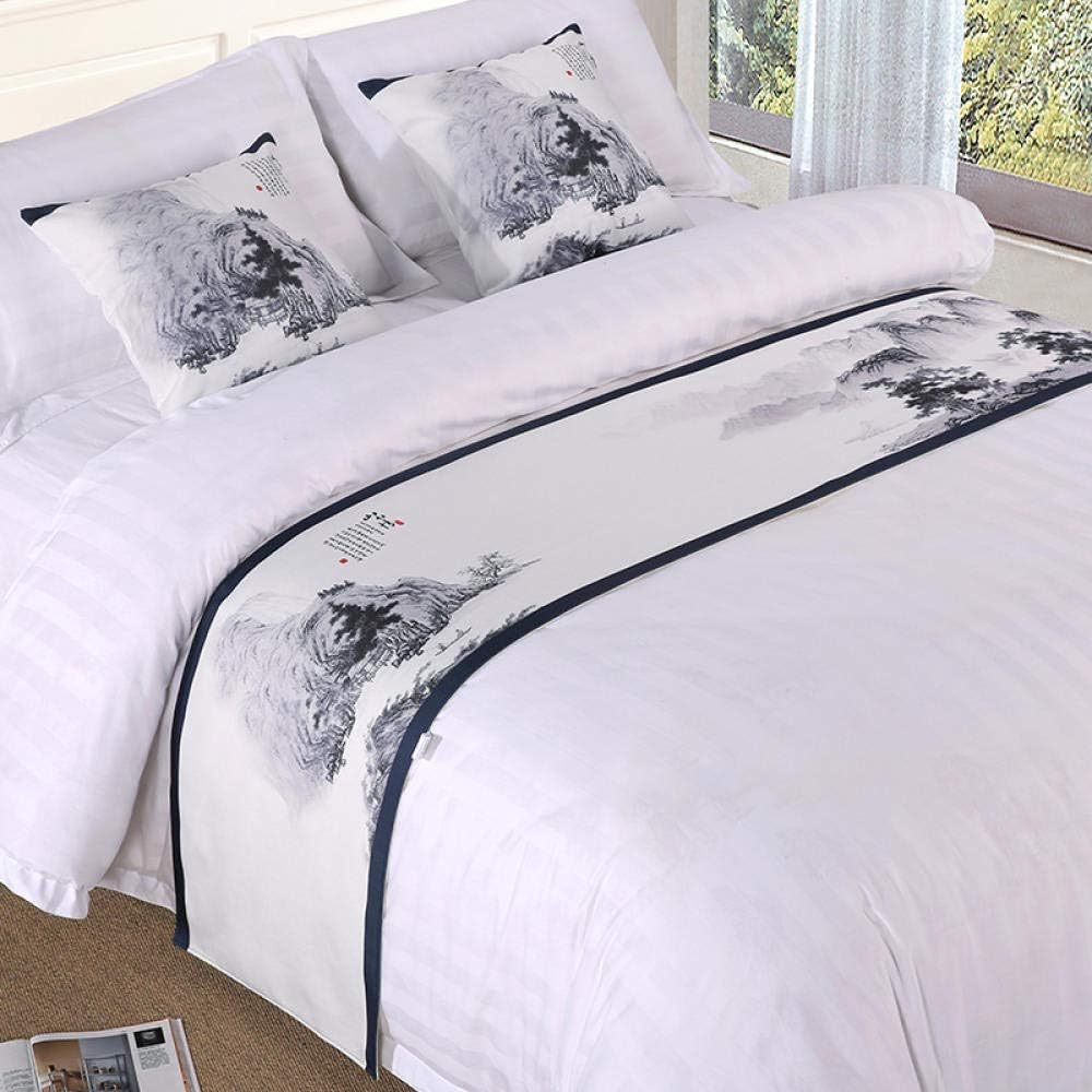 CLXLH Bed Runner Cloth hotel table flag Cushion Covers Patchwork Quilts Bed Throws Bed Runners King Size Bedroom Guesthouse Bedding Protection Decor Bed Scarf Runner (Cushion cover + square pillow)