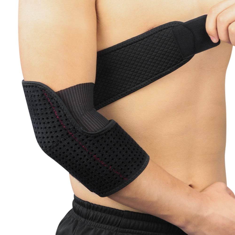 Elbow Brace Support Adjustable Neoprene Arm Wrap Sports Elbow Protector Antislip Arm Guard Compression Sleeve Crashproof Elbow Pad Breathable Tennis Golf Elbow Guard Protector for Men Women(Single)