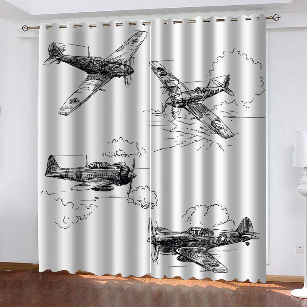 Verdunkelungsvorhänge Hochfliegendes Flugzeug 2 Platten × B117cm