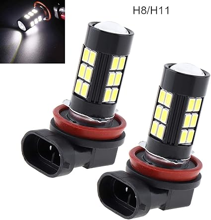 2 bombillas LED H8 H11 de 12 V, 80 W, 6000 K, luz blanca ...