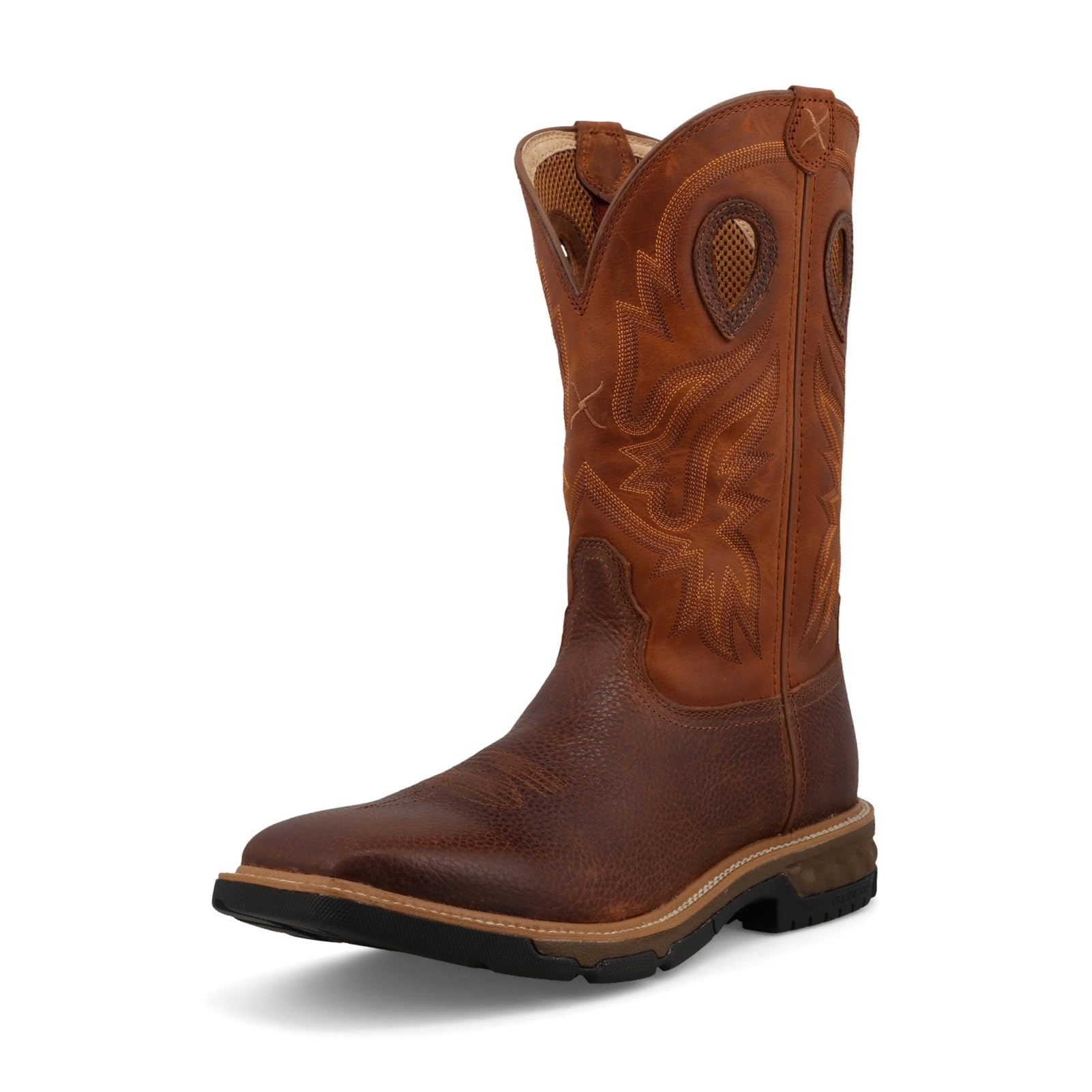Twisted X Men's 12" Western Work Boot, Square Toe with CellStretch, Ginger & Rust, 13 D Image