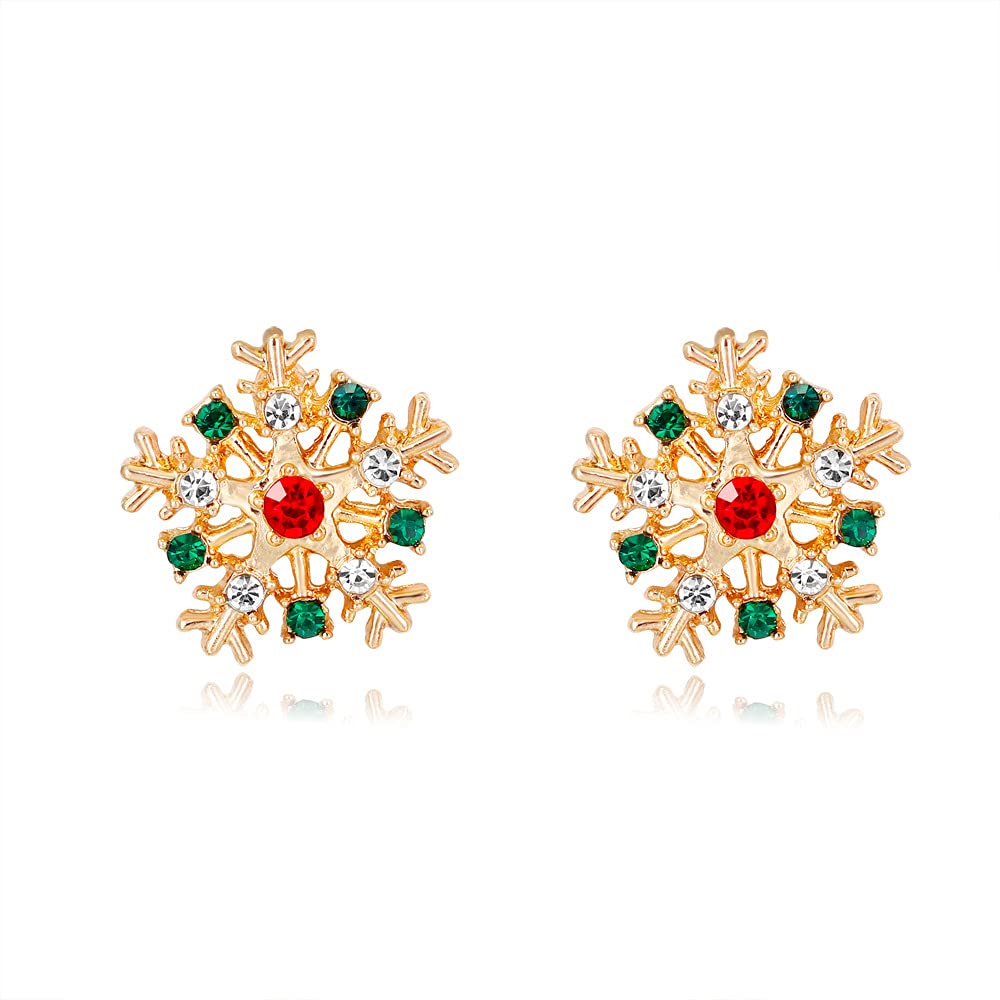 Christmas Snowflake Stud Earrings Dainty Austrian Crystal Rhinestone Cartilage Earring Piercing Studs Fashion Xmas Jewelry Gifts for Women Teens Girls Daughter Birthday Hypoallergenic