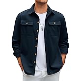Runcati Mens Shirt Jacket Long Sleeve Button Down Casual Shacket Lightweight Thermal Shirts with Pockets
