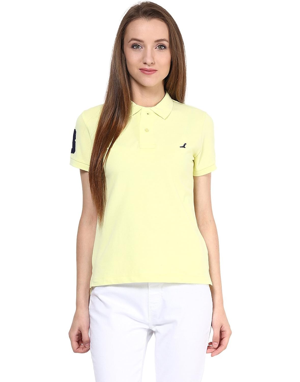 american crew women's lycra blended cotton-poly polo t-shirt