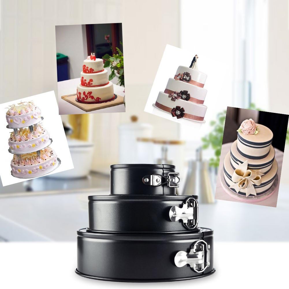 Springform Cake Pan 3 Pieces/Set, Alotpower 4 Inch 7 Inch 9 Inch Non-Stick Leakproof Round Cake Pan with Removable Bottom Cake Pan: Kitchen & Dining