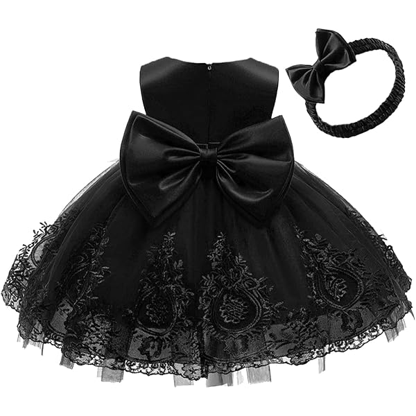 Amazon.com: Black Baby Girls Dress Ruffle Lace Backless with  Headwear,Bowknot Flower Dresses Pageant Party Baby Girl Christmas Dress  Black 70: Clothing, Shoes & Jewelry