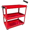 YATOINTO Updated Rolling Tool Cart 330LBS Metal 3 Tier Rolling Cart Carts with Wheels Heavy Duty Utility Carts, Ergonomic Handle Rolling Mechanic Tool Cart Storage Organizer for Warehouse Garage
