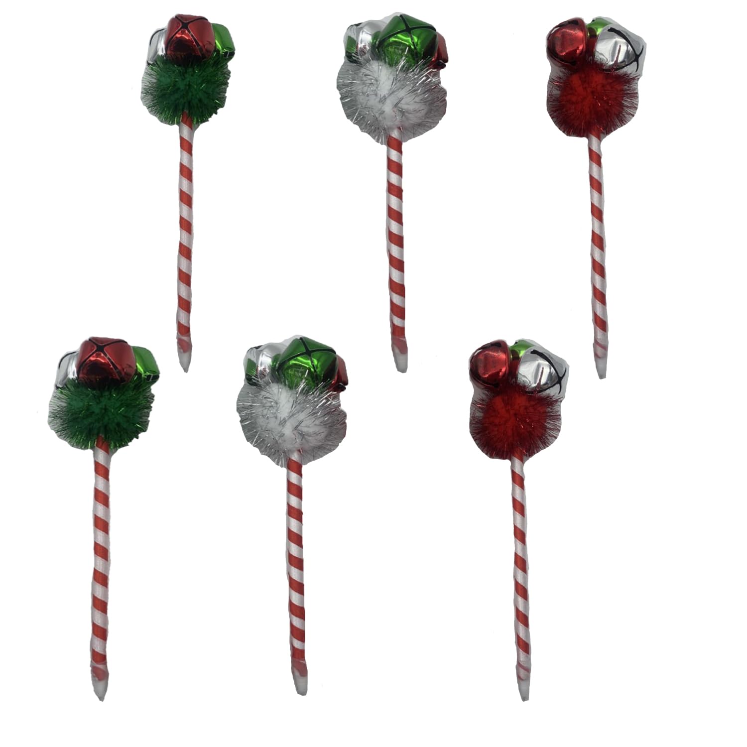 AOVNA Christmas Ballpoint Pen Jingle Bell Ballpoint Pen with Pompom Shiny Bell Xmas Pen Lovely Christmas Ballpoint Pen for Gift Party Favor (6)
