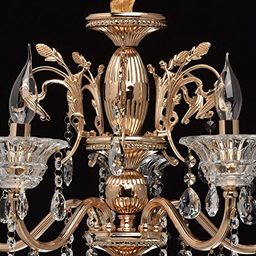 MW-Light Kroonluchter Kaarsen 5 Vlammen Klassiek Goudkleurig Metaal Kristal - Afbeelding 8