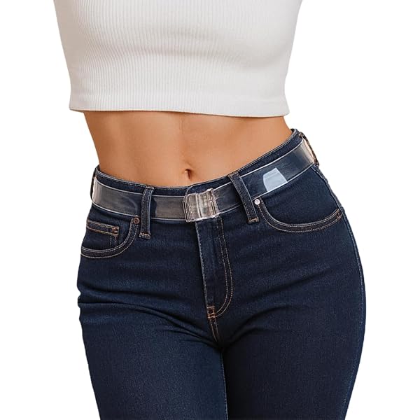 7296 2 Pcs Pearl Belt For Women Clear Waist Pvc Faux Beaded Buckle LUOZZY 2 PCS Pearl Belt for Women Clear Waist Belt PVC Faux  main image 3