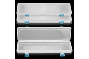 FIREBOOMOON 3 Pack Translucent Plastic Paint Brush Holder, Long Paint Brushes Watercolor Pens Pencils Drawing Tools Storage Box Container Case(13" x 2.8" x 1.4")