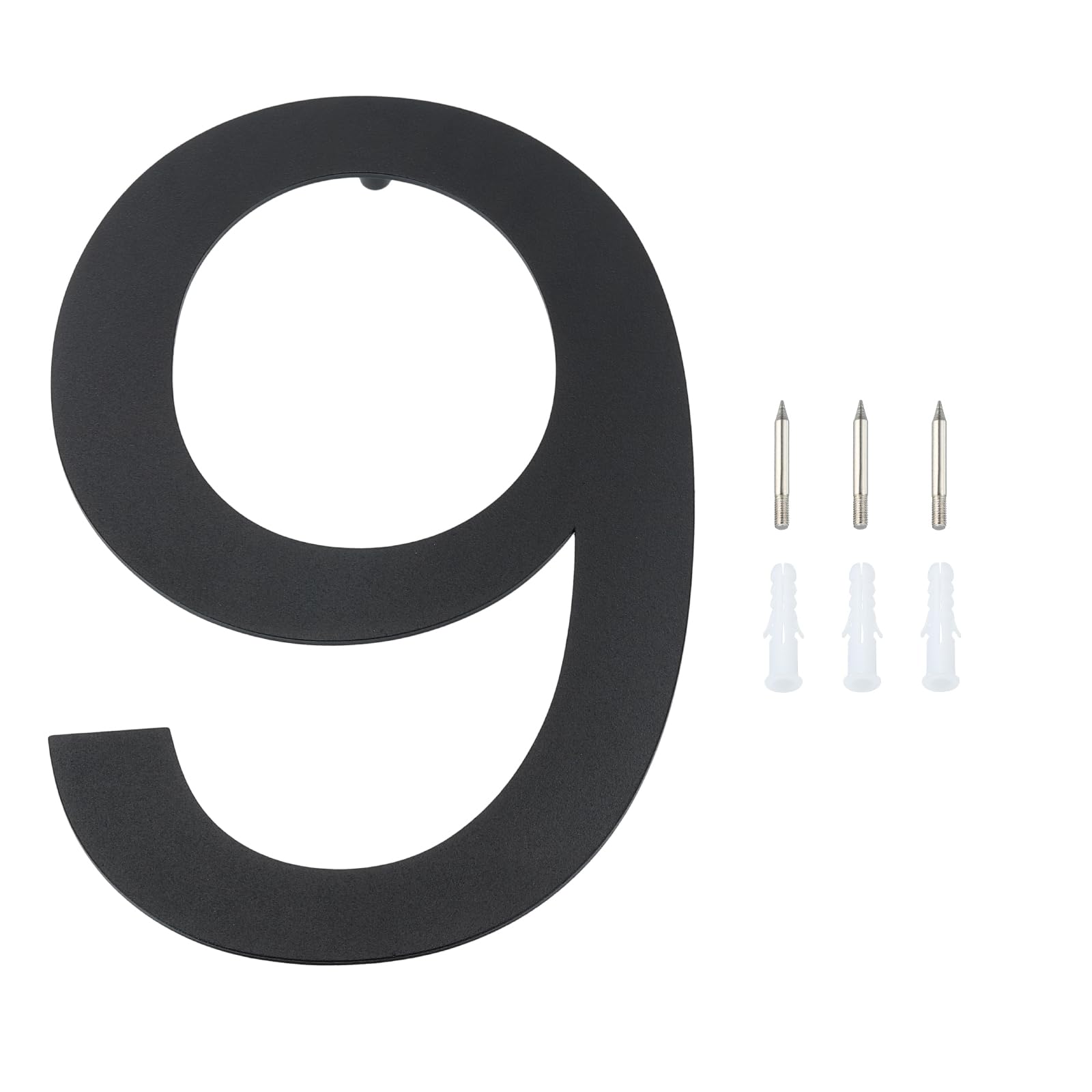 PATIKIL 8" Screws Fixed House Numbers for Outside Stick On, 1 Set Stainless Steel Address Visibility Signs for House Address Outside Garden Door Mailbox Decor Office Number, Number 9