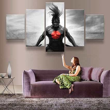 CANPIC Leinwand Poster 5 Panel Spiel League of Legends Bilder Wohnkultur Wandkunst Modular Nacht Hintergrund Malerei, 20X35 2