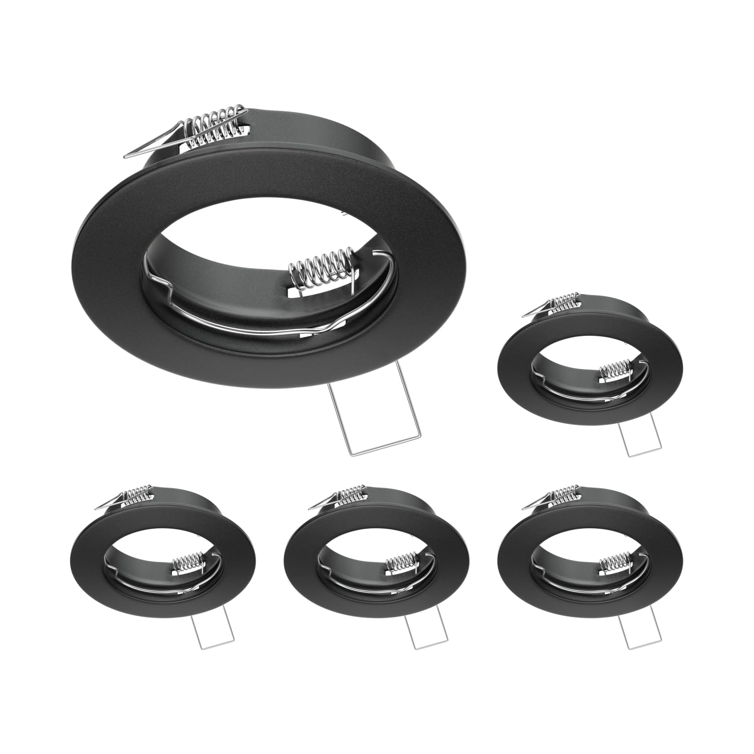 ledscom.de 5 pcs. recessed Ceiling Frame Fere, Round, Black matt — image 1