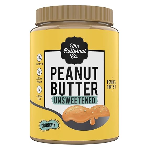 The Butternut Co. Peanut Butter Unsweetened, Crunchy 1KG (No Added Sugar, Vegan, High