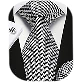 Enlision Mens Ties Stripe Tie and Pocket Square Set Classic Formal Woven Neckties Handkerchief Cufflinks Wedding