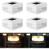 Solar Post Cap Lights,50 Lumem Brightness,2 Modes Warm White/Bright White Outdoor Fence Post Cap Light Garden Decor Lithium B